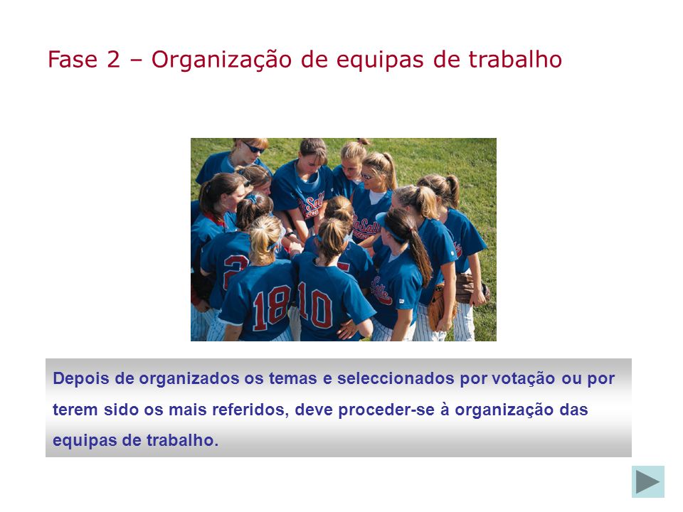 Fase 2 – Organização de equipas de trabalho