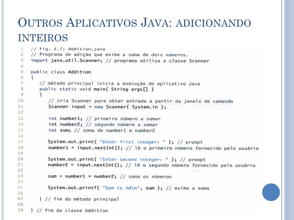Outros Aplicativos Java: adicionando inteiros