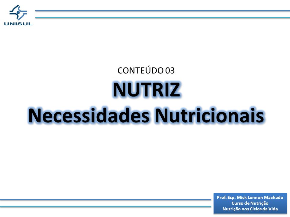 NUTRIZ Necessidades Nutricionais