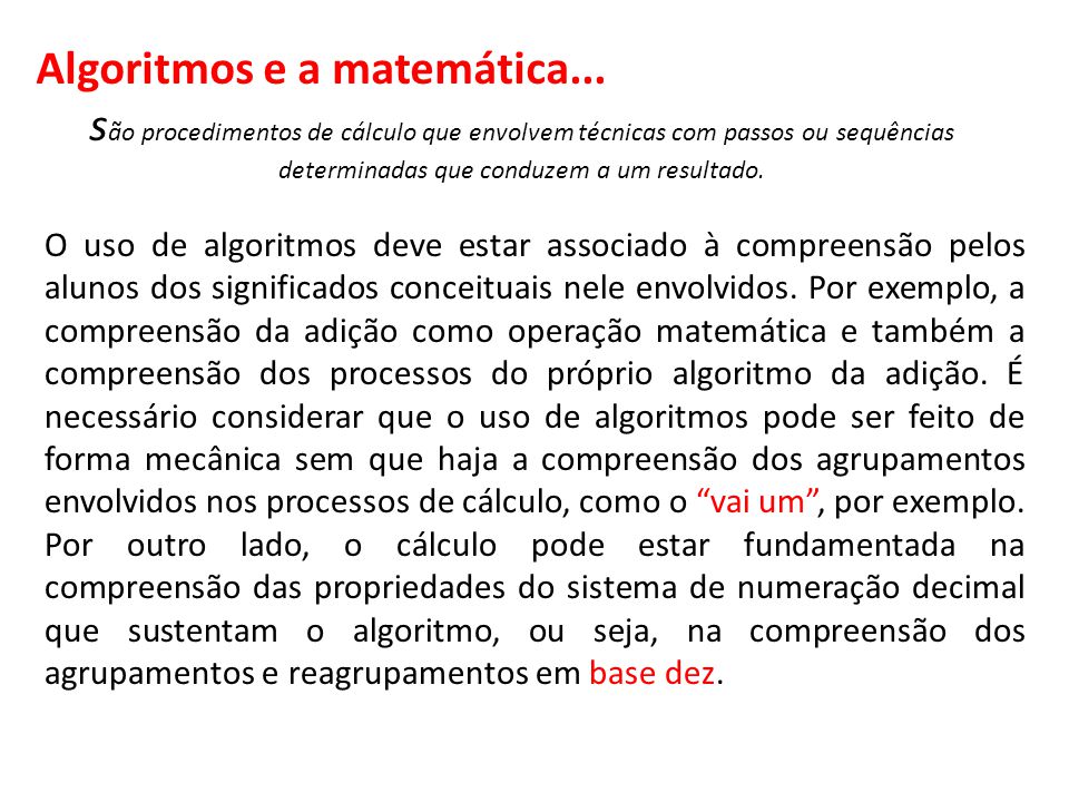 PNAIC - MATEMÁTICA - Cálculos e algoritmos