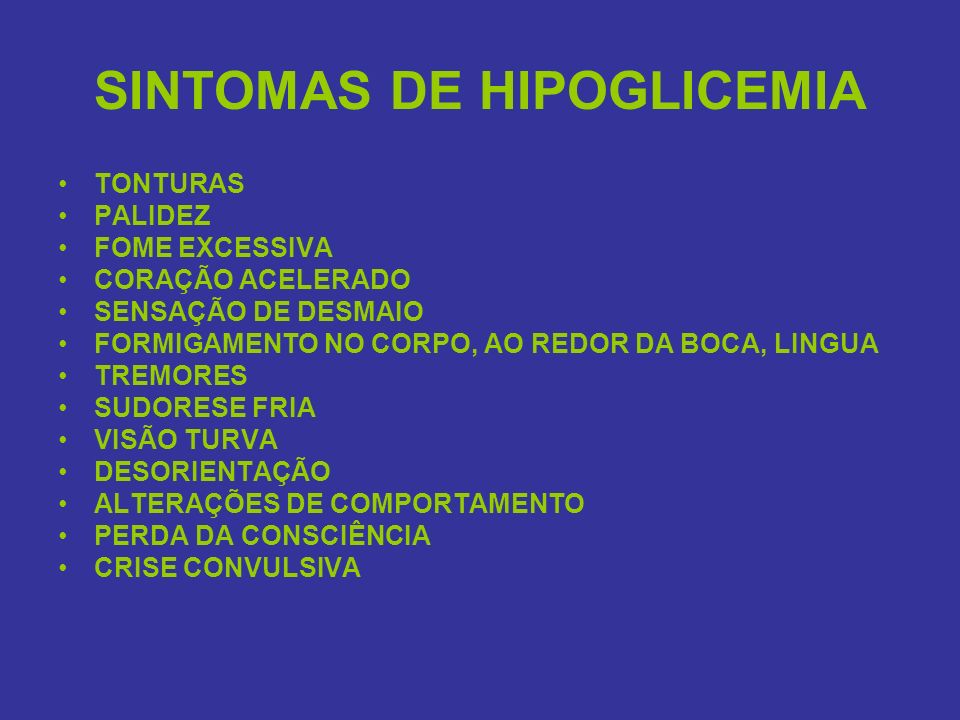 SINTOMAS DE HIPOGLICEMIA