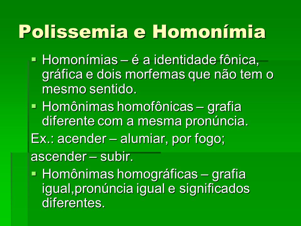 Homonímia e Polissemia - Português