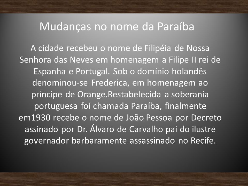 Mudanças no nome da Paraíba