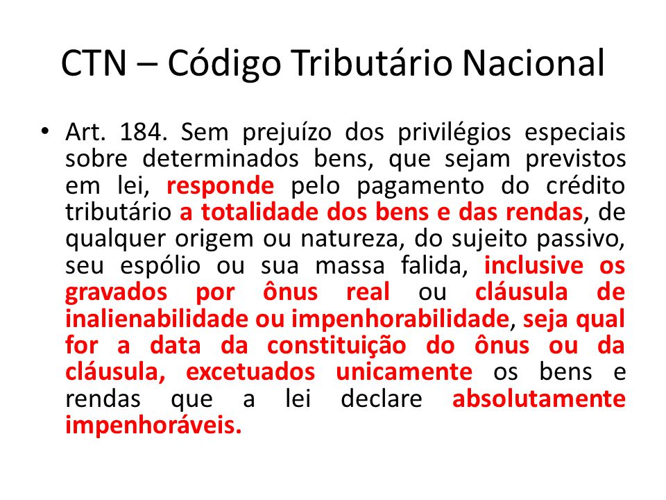 CTN – Código Tributário Nacional