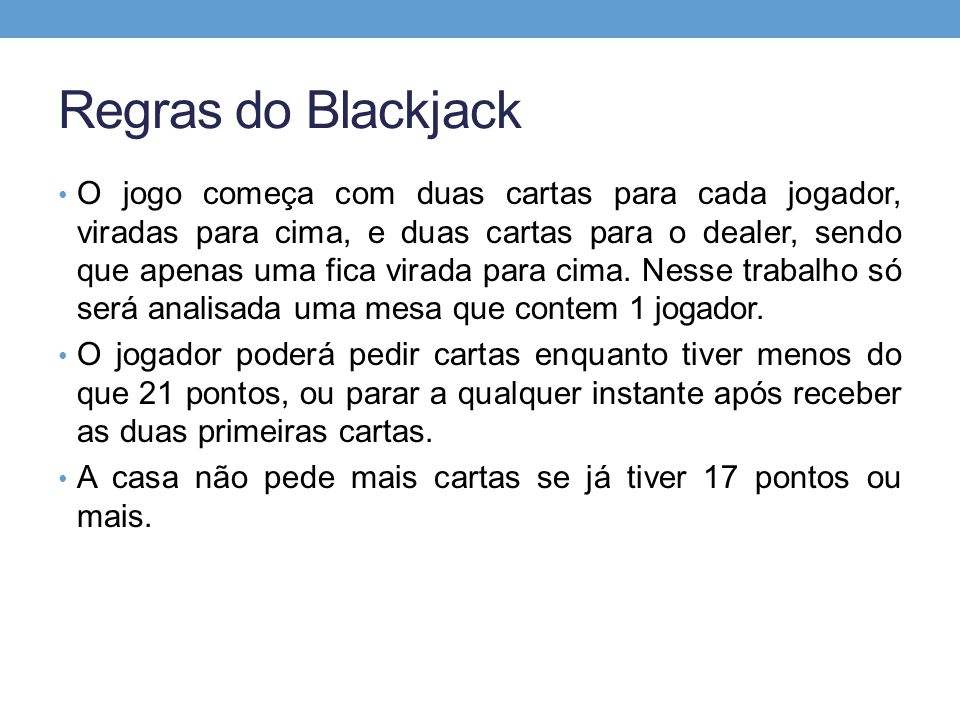 APLICAÇÃO DE TEORIA DA DECISÃO NO BLACKJACK - ppt carregar