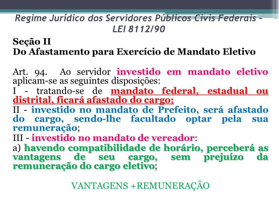 Regime Jurídico dos Servidores Públicos Civis Federais – LEI 8112/90