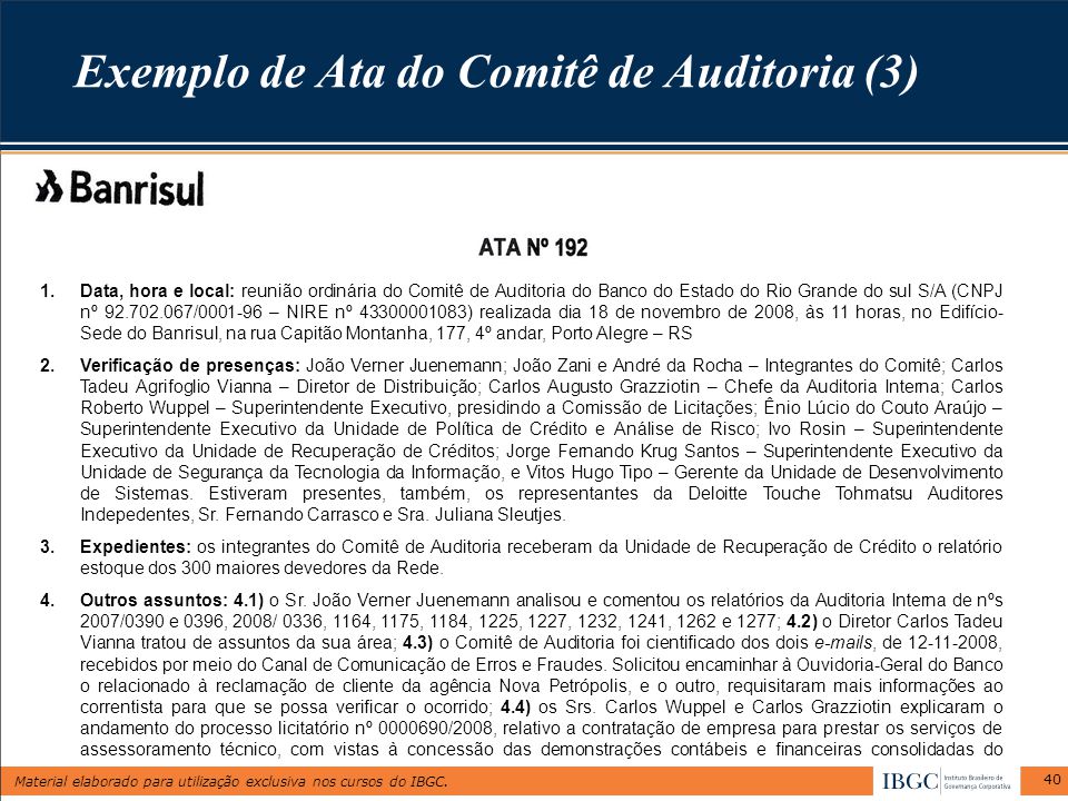 Controle e Comitê de Auditoria Palestrante: João Verner 