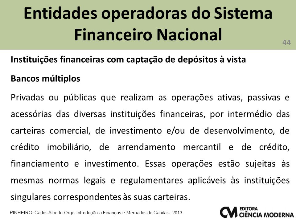 Entidades operadoras do Sistema Financeiro Nacional