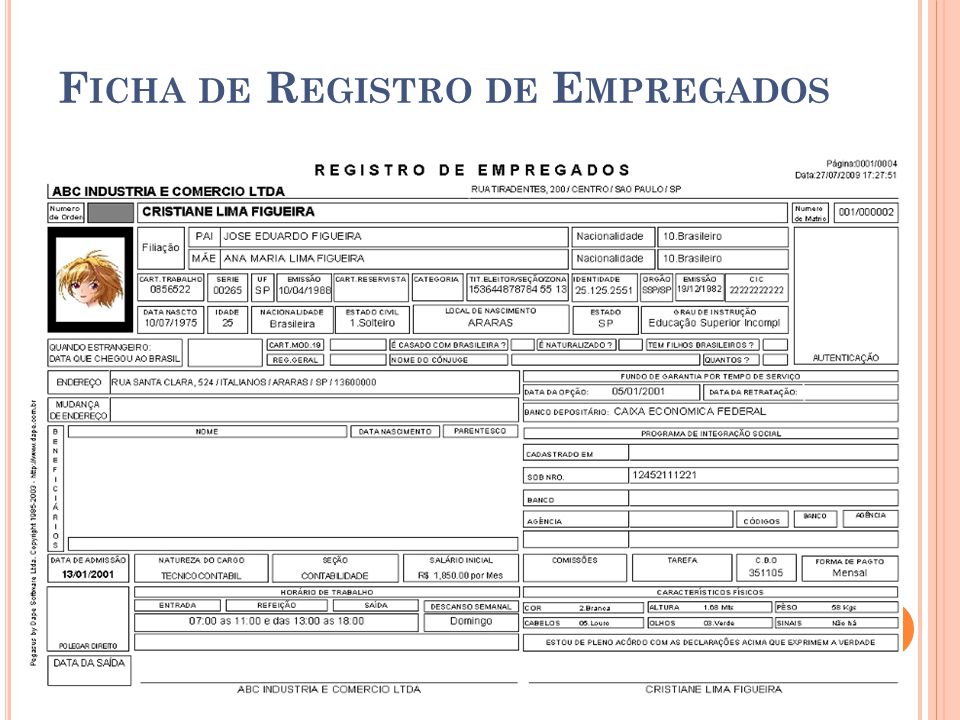 Ficha de Registro de Empregados