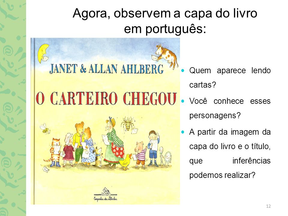 Agora, observem a capa do livro em português: