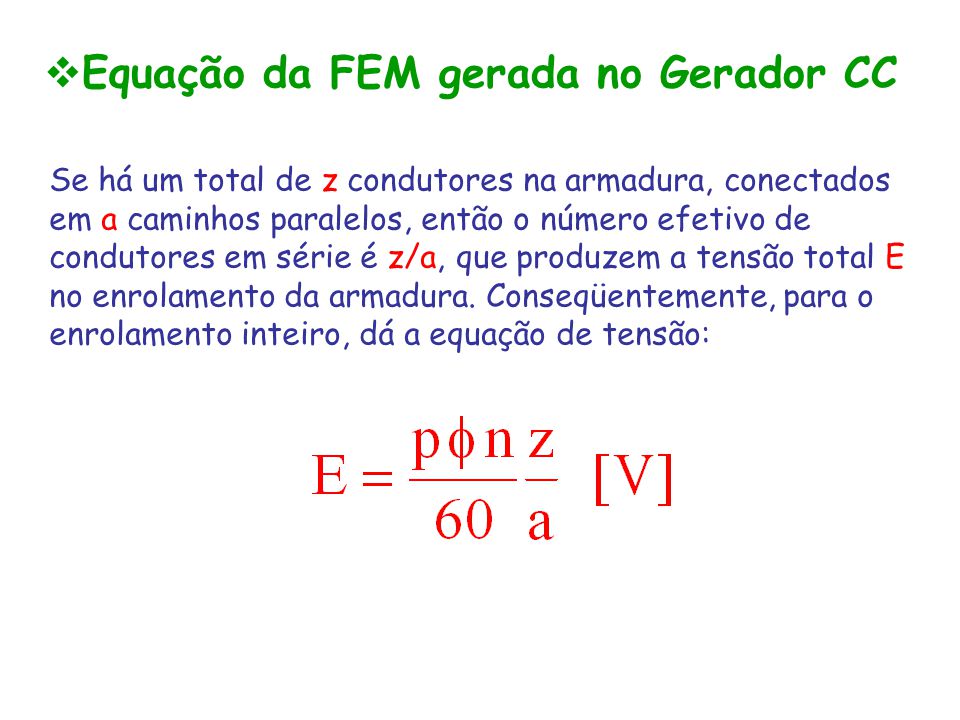 Equação da FEM gerada no Gerador CC