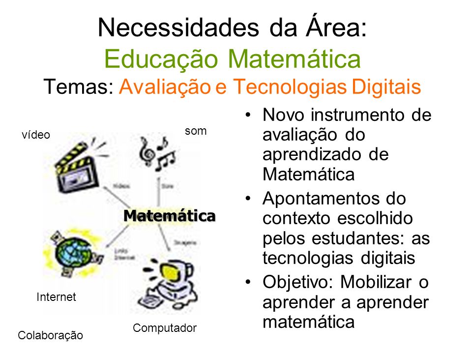 Necessidades da Área: Educação Matemática Temas: Avaliação e Tecnologias Digitais
