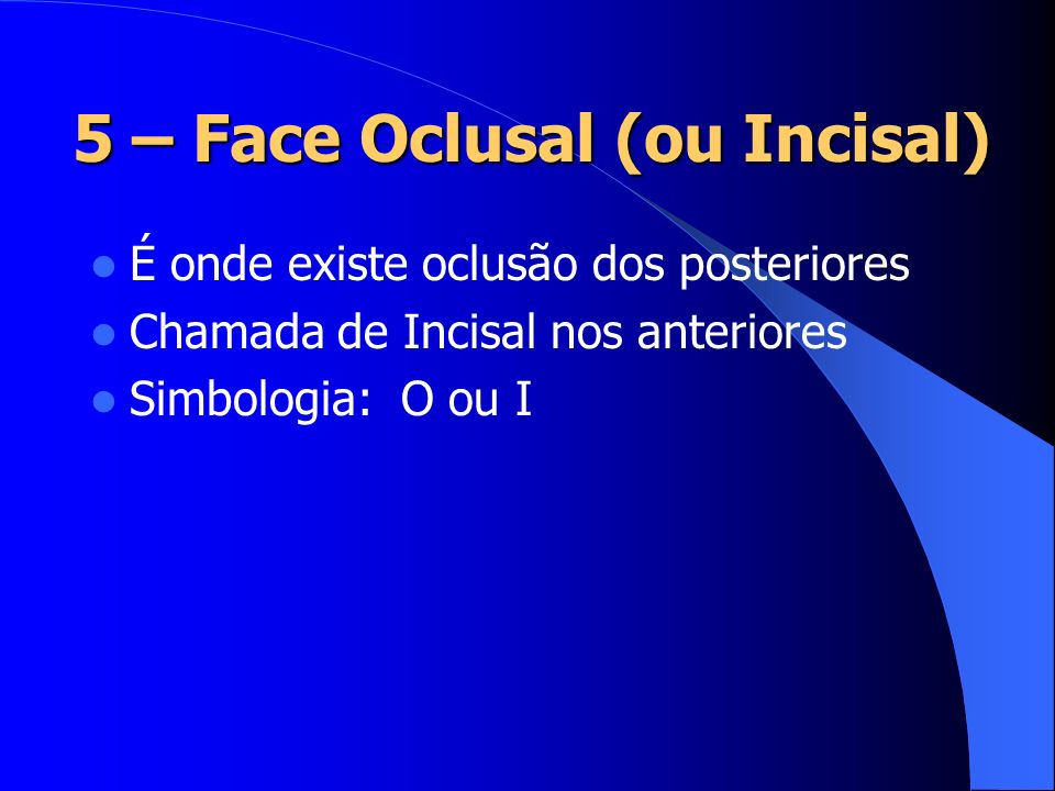 5 – Face Oclusal (ou Incisal)