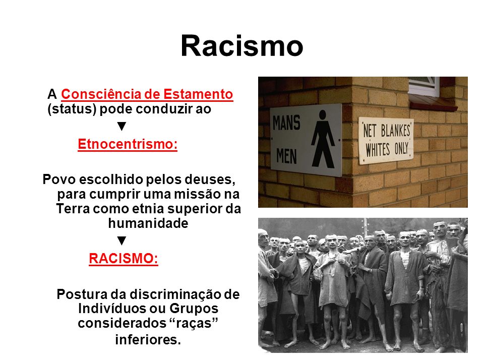 Racismo A Consciência de Estamento (status) pode conduzir ao ▼