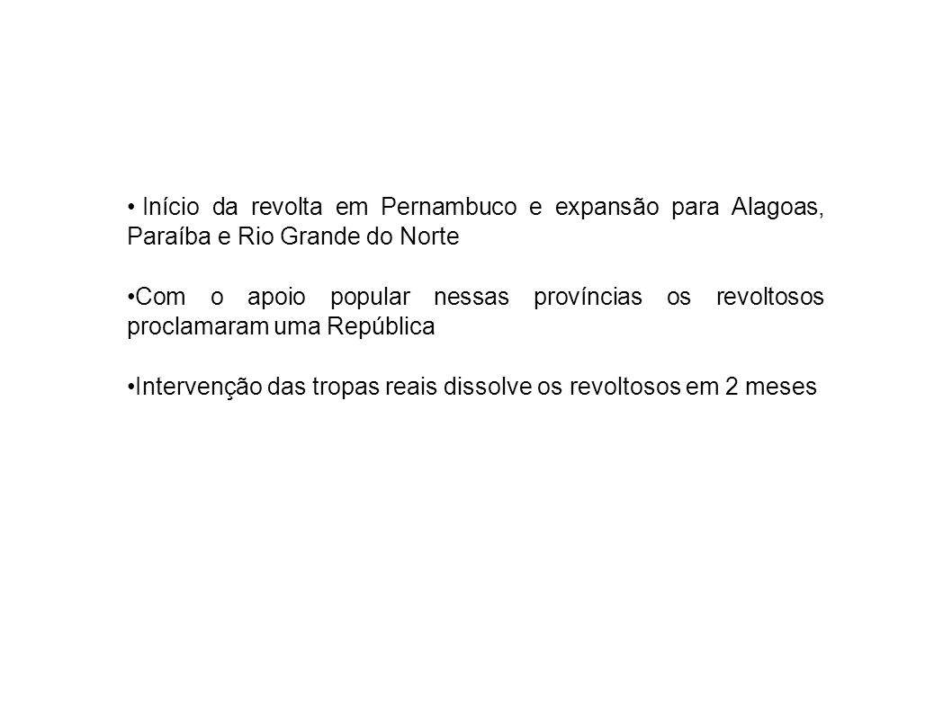 Início da revolta em Pernambuco e expansão para Alagoas, Paraíba e Rio Grande do Norte