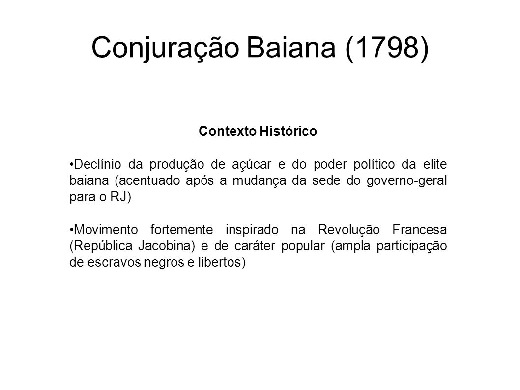 Conjuração Baiana (1798) Contexto Histórico