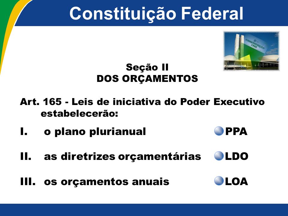 Constituição Federal o plano plurianual PPA