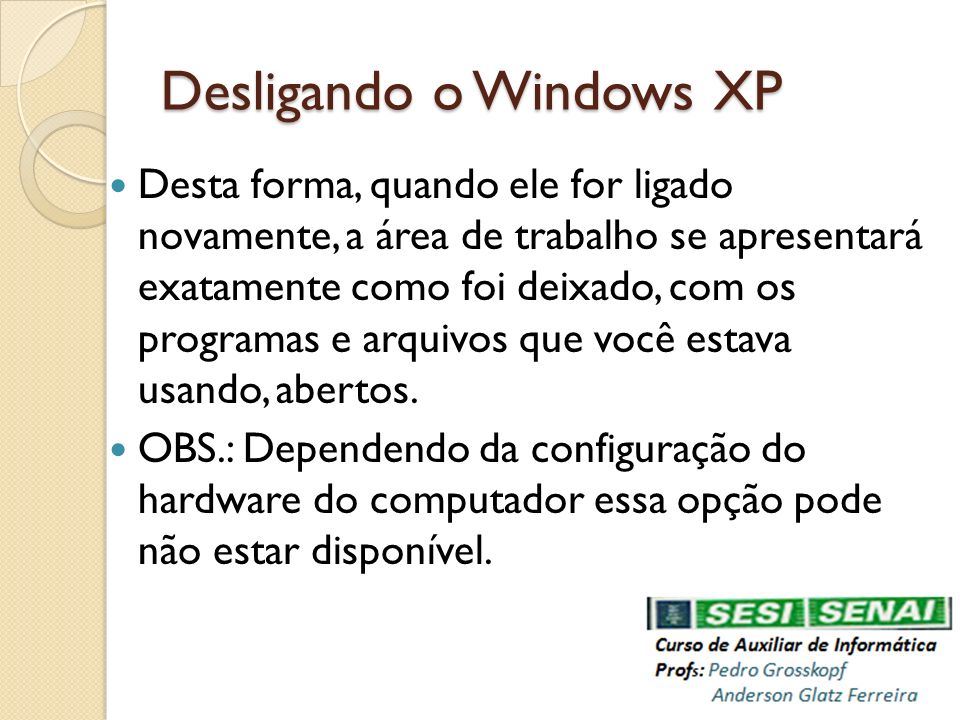 Desligando o Windows XP
