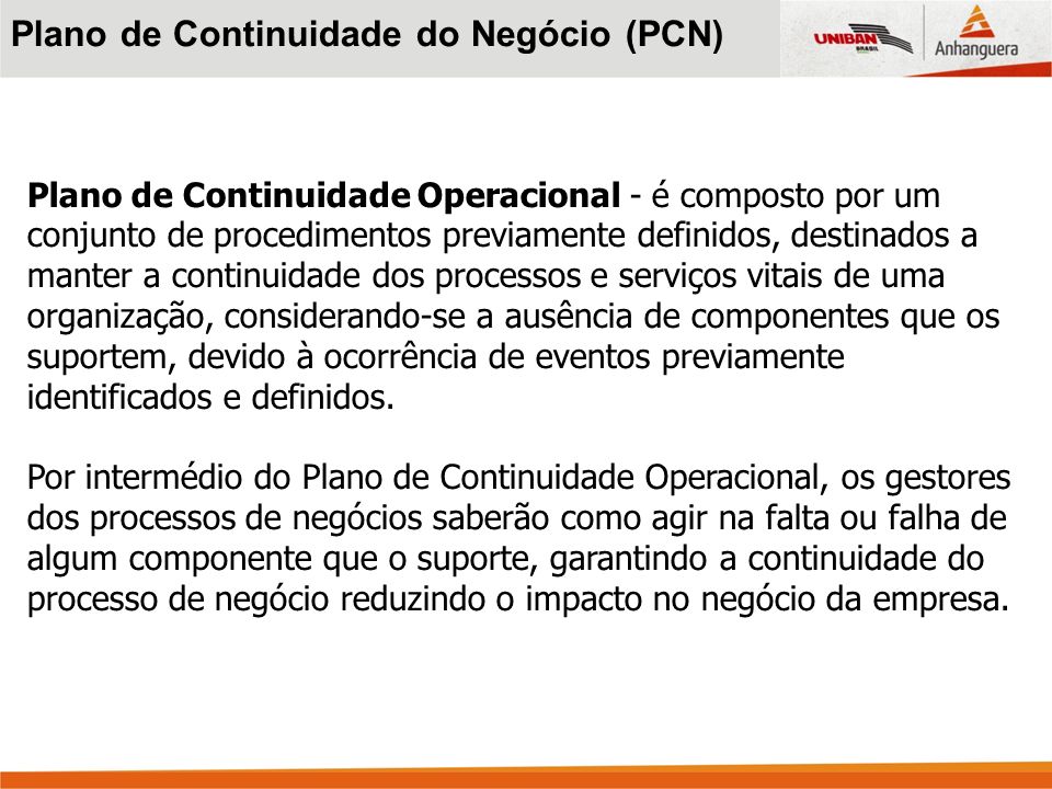 Plano de Continuidade do Negócio (PCN)