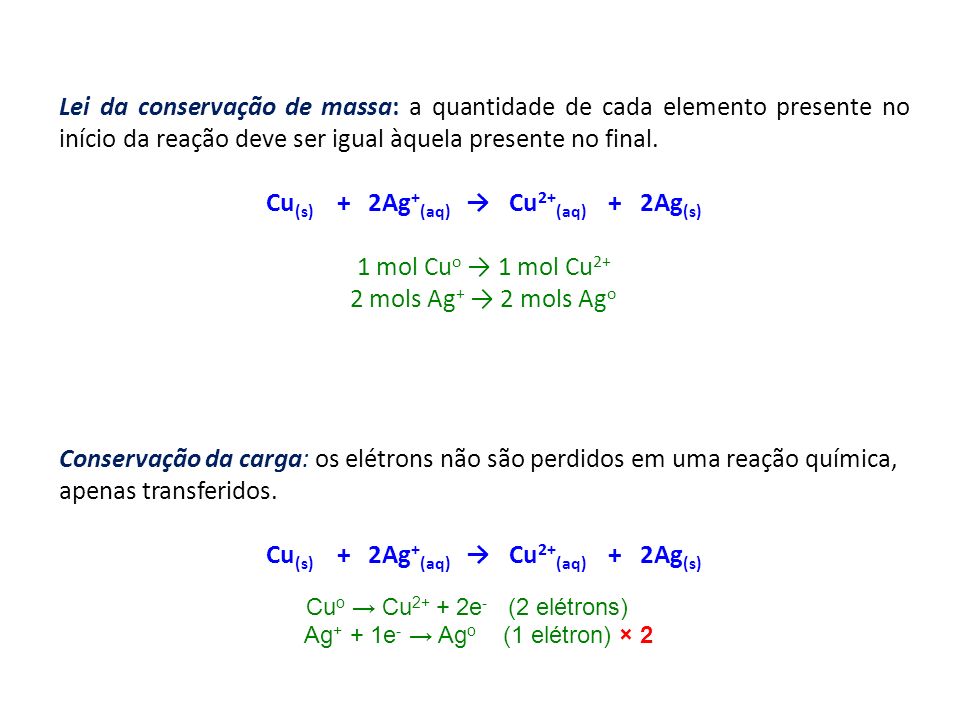 Cu(s) + 2Ag+(aq) → Cu2+(aq) + 2Ag(s)