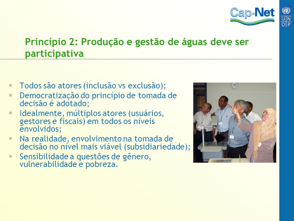Princípio 2: Produção e gestão de águas deve ser participativa