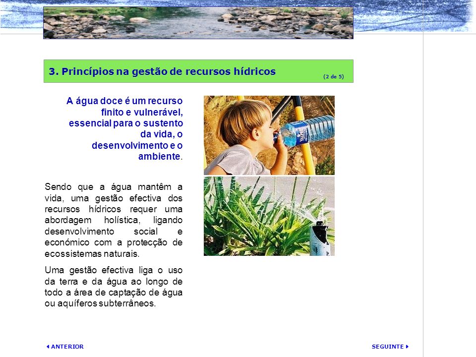 3. Princípios na gestão de recursos hídricos