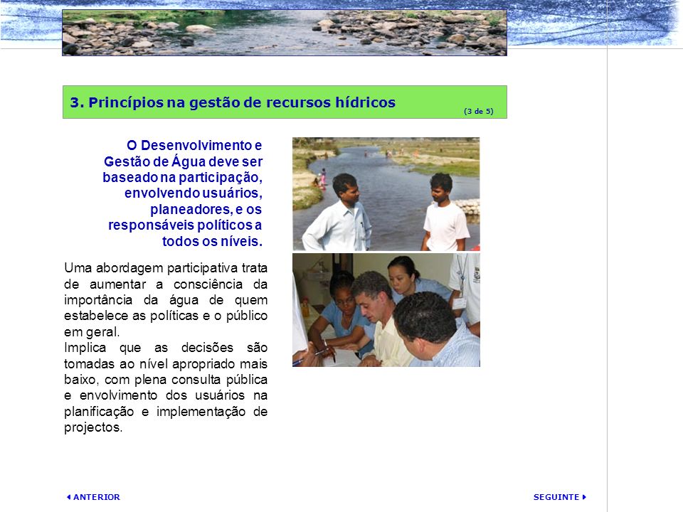 3. Princípios na gestão de recursos hídricos