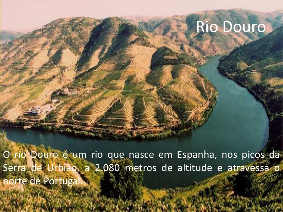Rio Douro O rio Douro é um rio que nasce em Espanha, nos picos da Serra de Urbião, a metros de altitude e atravessa o norte de Portugal.