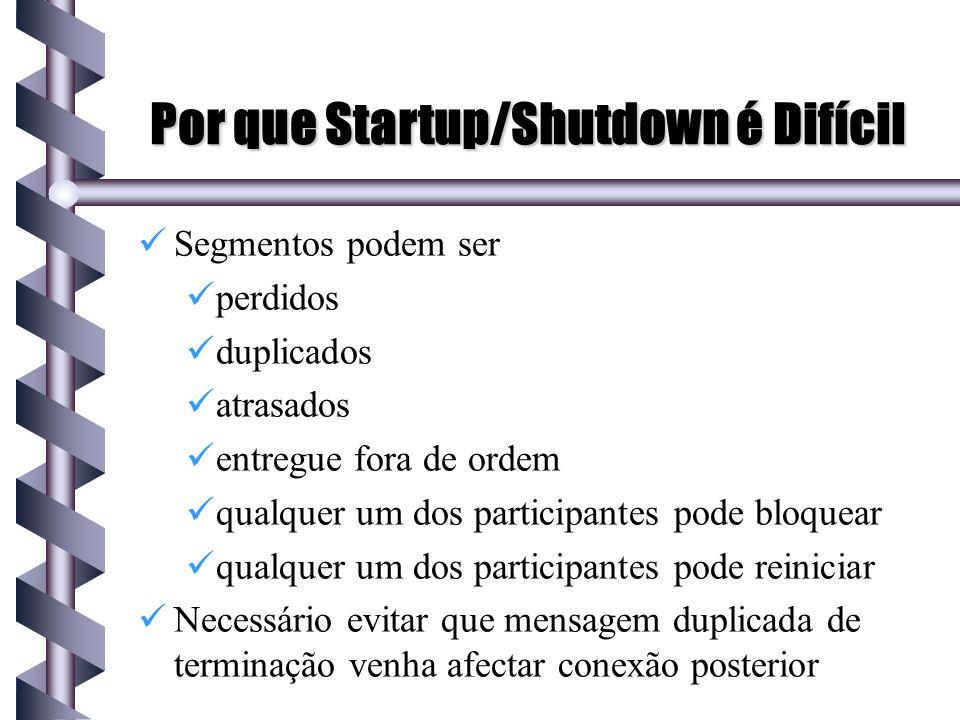 Por que Startup/Shutdown é Difícil