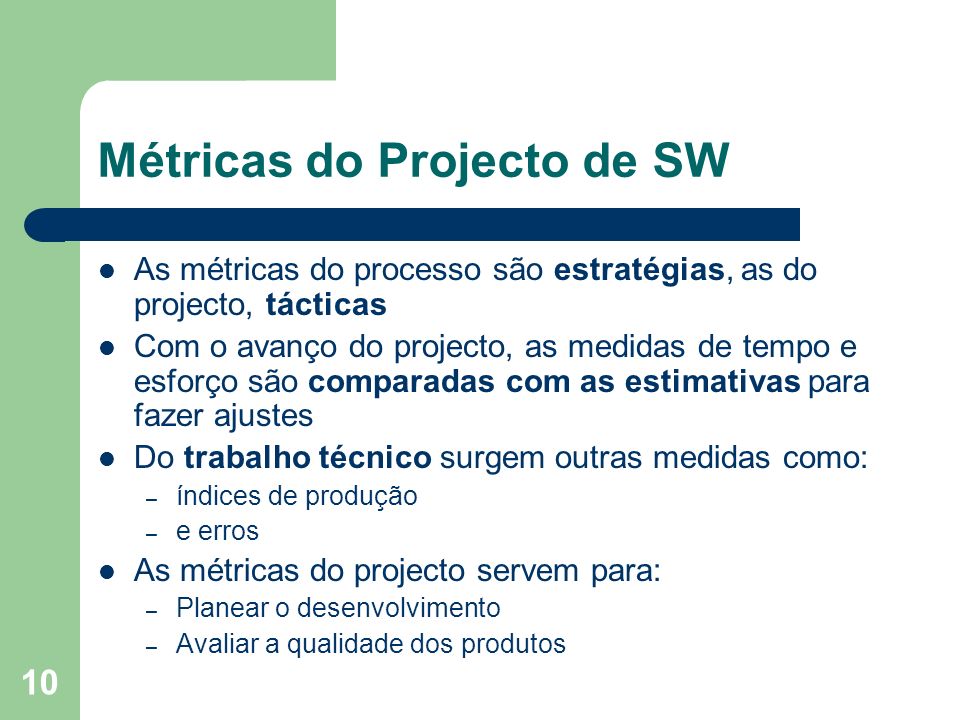 Métricas do Projecto de SW