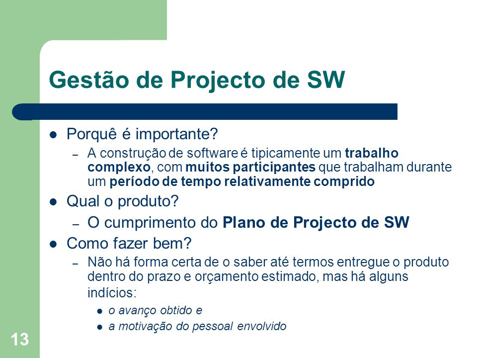 Gestão de Projecto de SW