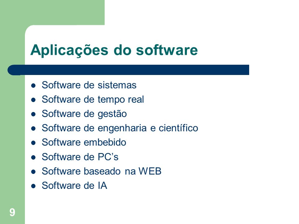 Aplicações do software