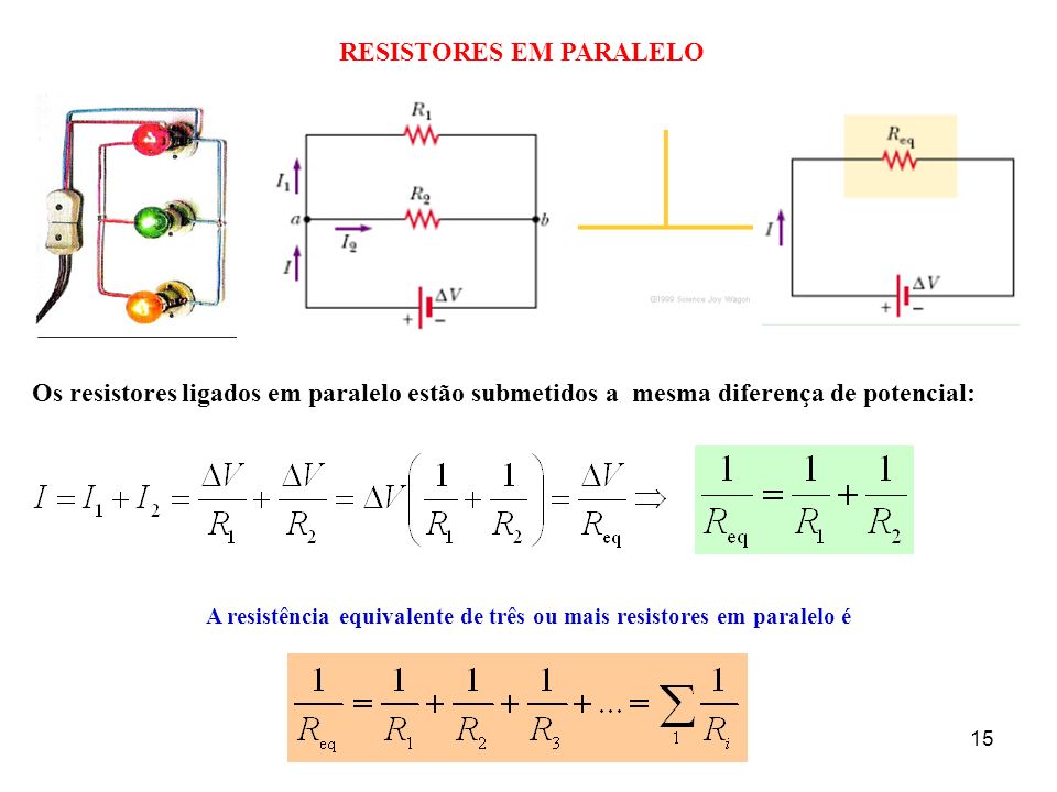 A resistência equivalente de três ou mais resistores em paralelo é