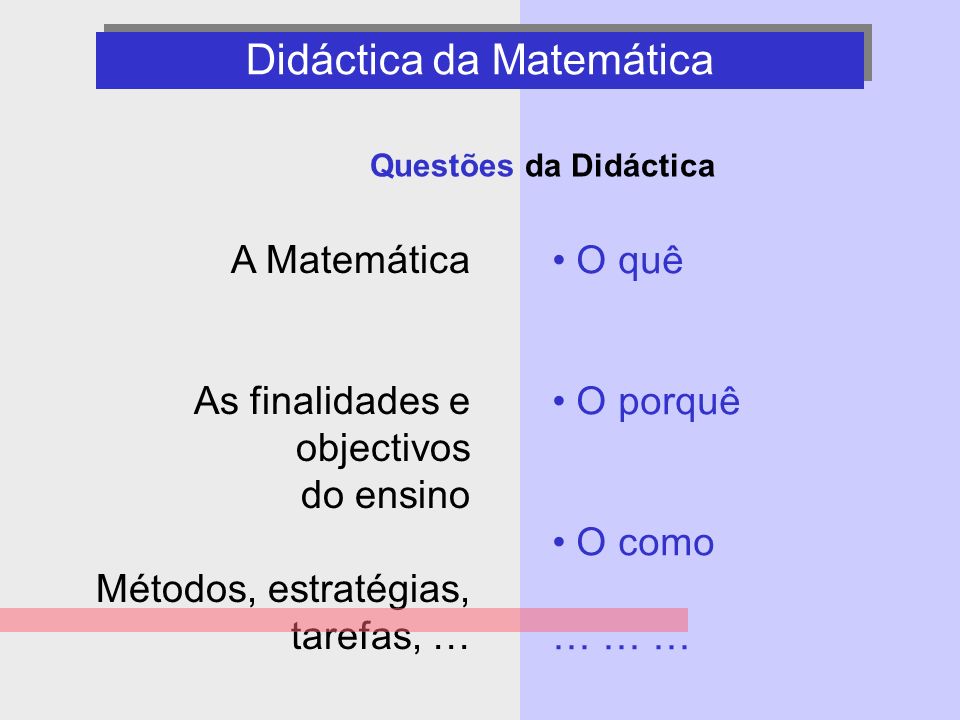 Didáctica da Matemática - questões -