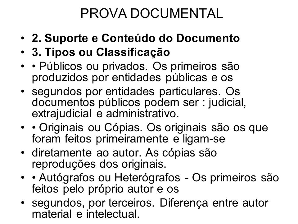 PROVA DOCUMENTAL 1. Conceito de Documento e de Instrumento - ppt carregar