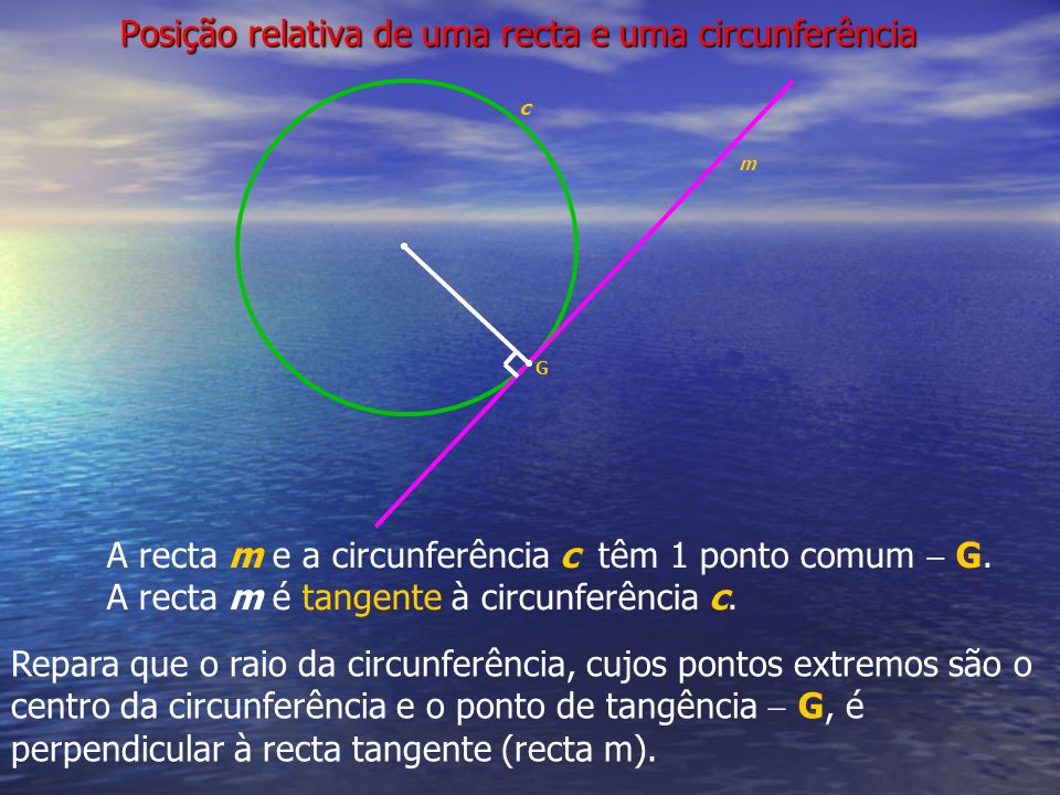 Posição relativa de uma recta e uma circunferência