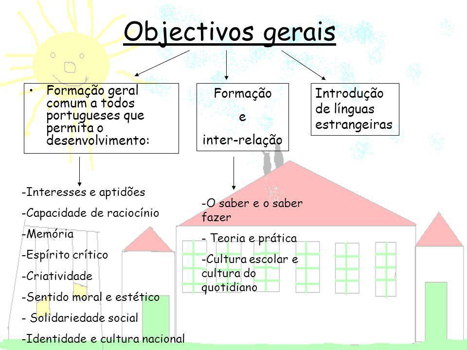 Objectivos gerais Formação geral comum a todos portugueses que permita o desenvolvimento: Formação.
