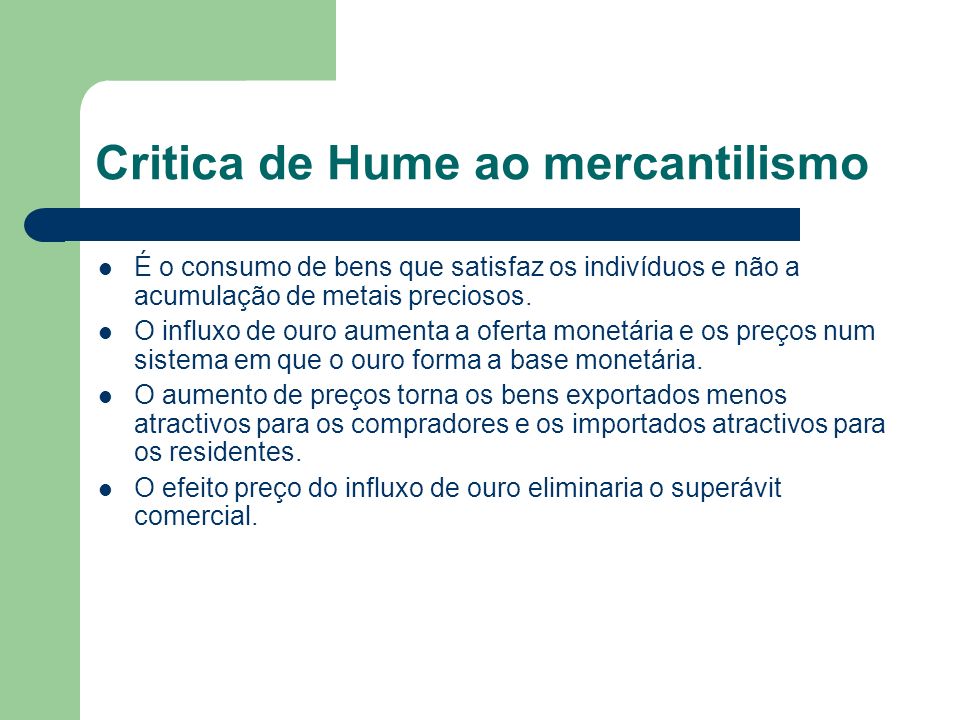 Critica de Hume ao mercantilismo