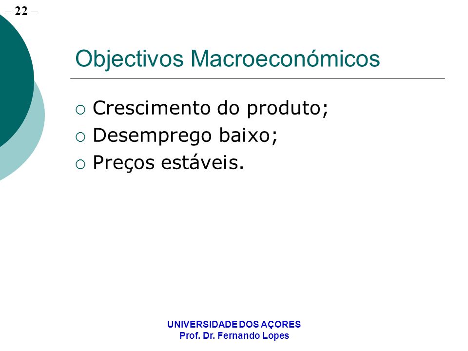 Objectivos Macroeconómicos