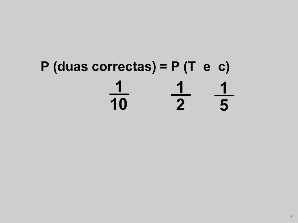 P (duas correctas) = P (T e c)