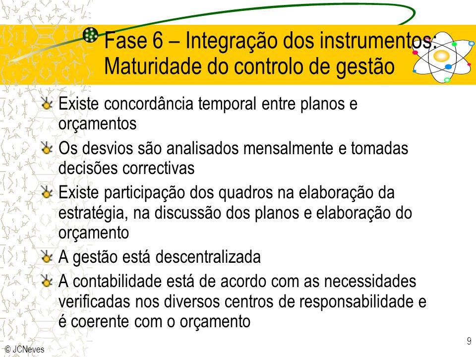 Fase 6 – Integração dos instrumentos: Maturidade do controlo de gestão