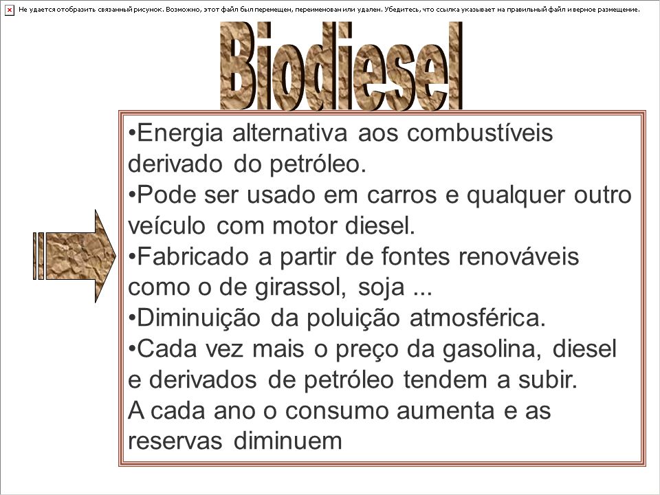 Biodiesel Energia alternativa aos combustíveis derivado do petróleo.