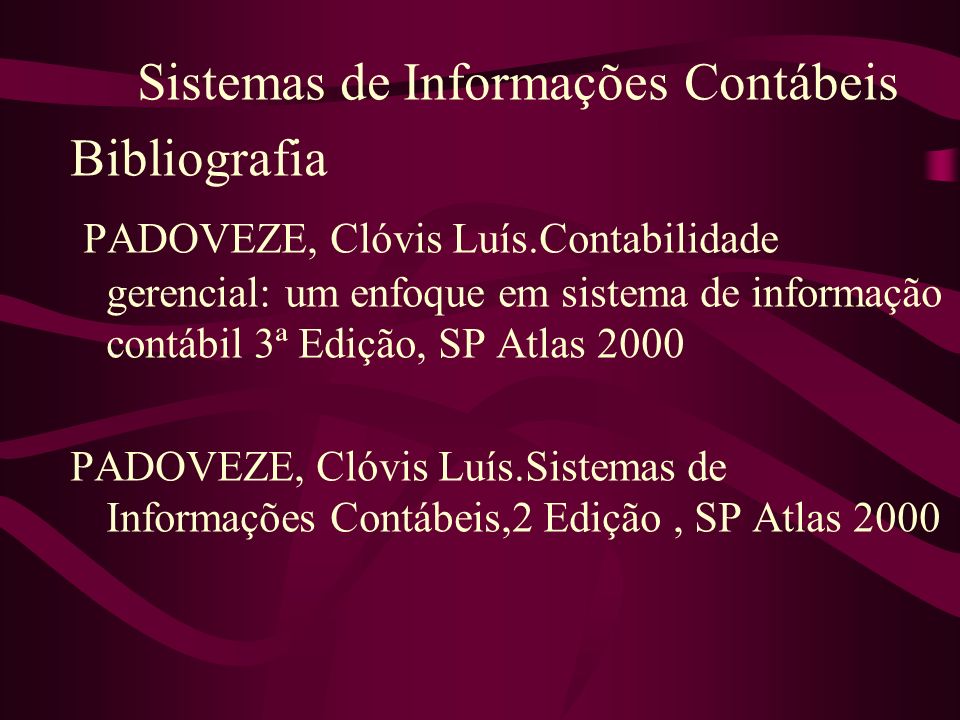 Sistemas de Informações Contábeis Bibliografia