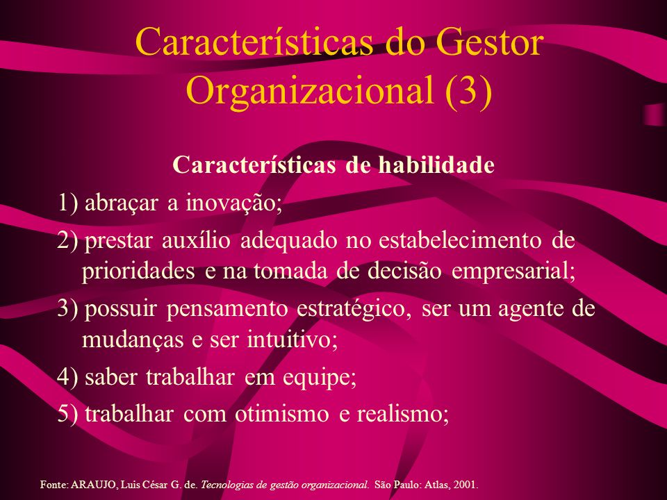 Características do Gestor Organizacional (3)