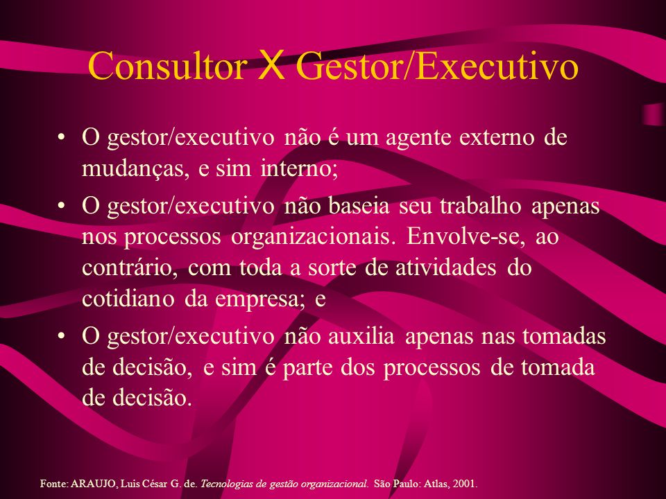 Consultor X Gestor/Executivo