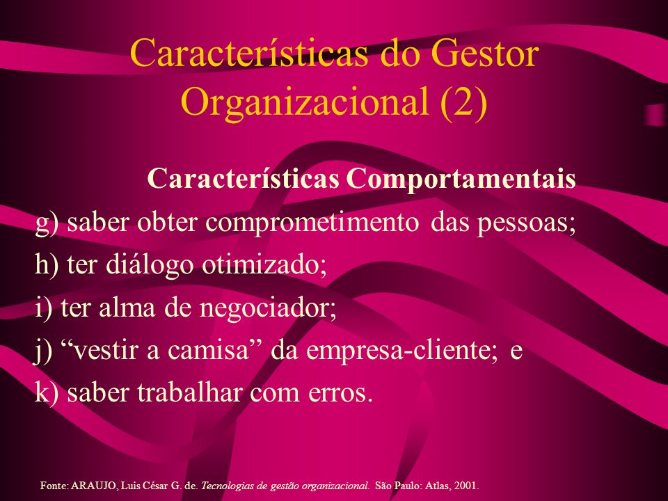 Características do Gestor Organizacional (2)