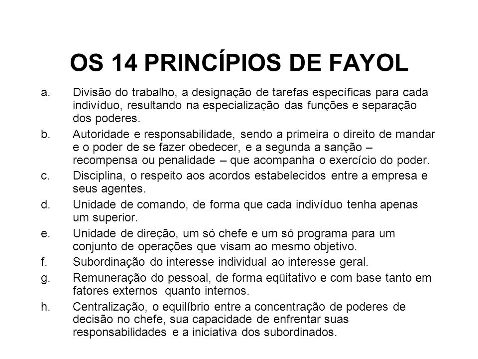 OS 14 PRINCÍPIOS DE FAYOL
