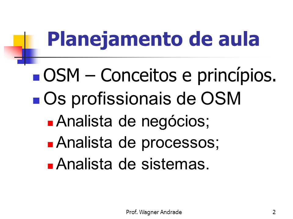 Planejamento de aula OSM – Conceitos e princípios.