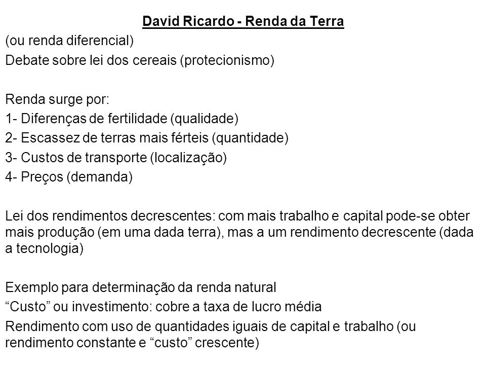 David Ricardo - Renda da Terra