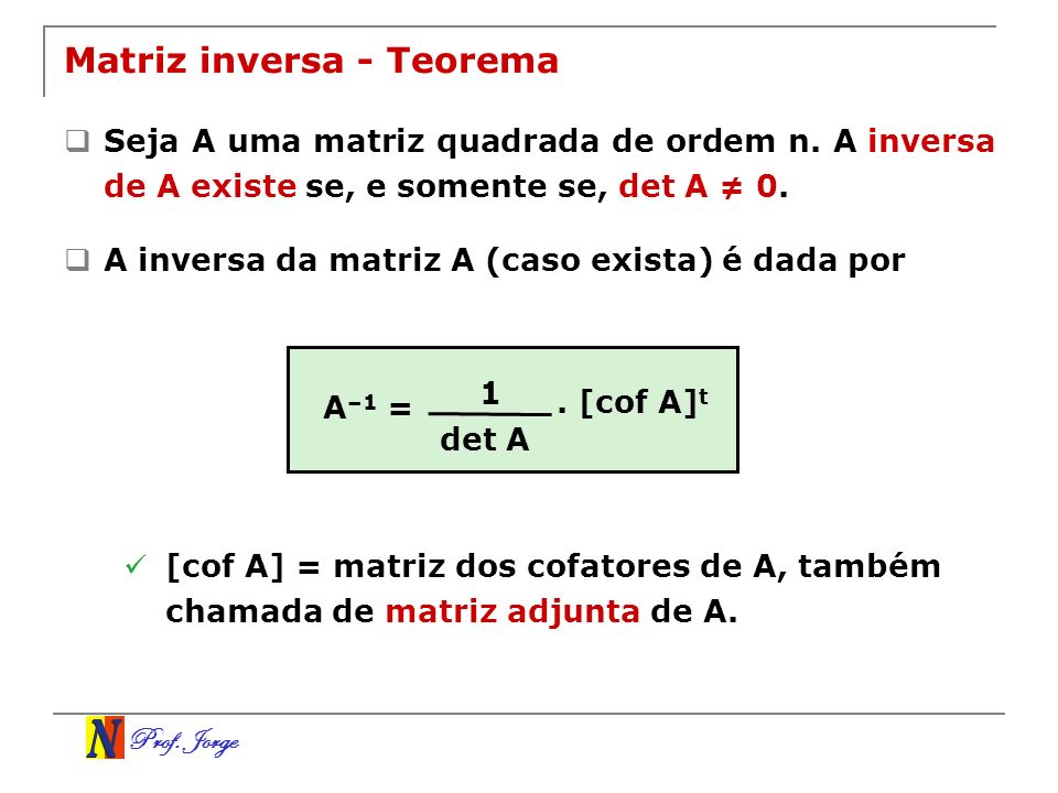 Matriz inversa - Teorema